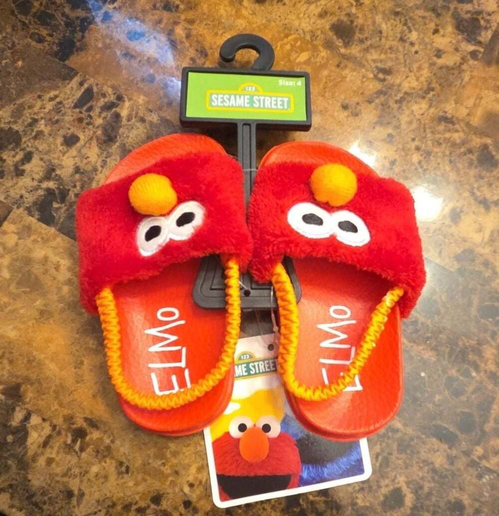 Sesame Street Elmo Plush Toddler Slide Sandals Size 4
